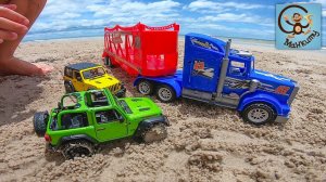 Машинки игрушки - Автовоз, Синий грузовик и Машинки. Манкиту