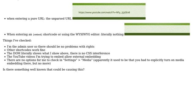 Wordpress: Video embeds work in backend, but are not parsed in frontend смотреть онлайн
