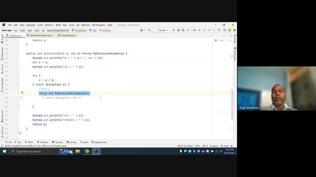 Java Training Session 36 | Java Exception Handling | Type of Exceptions | try, catch, throw, throws смотреть онлайн