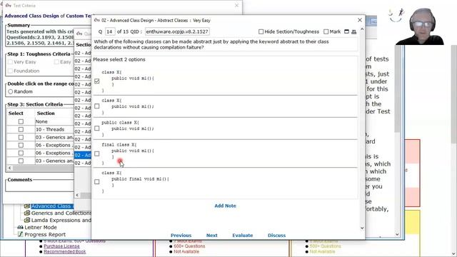 When you can/cannot mark a class as abstract in Java. (enthuware.ocpjp.v8.2.1527) смотреть онлайн