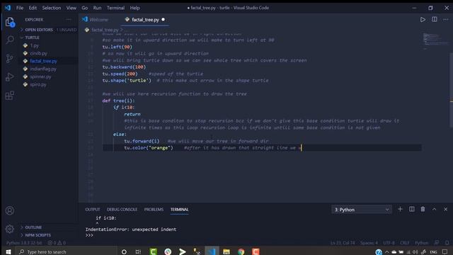 How to Draw Fractal Tree using python смотреть онлайн