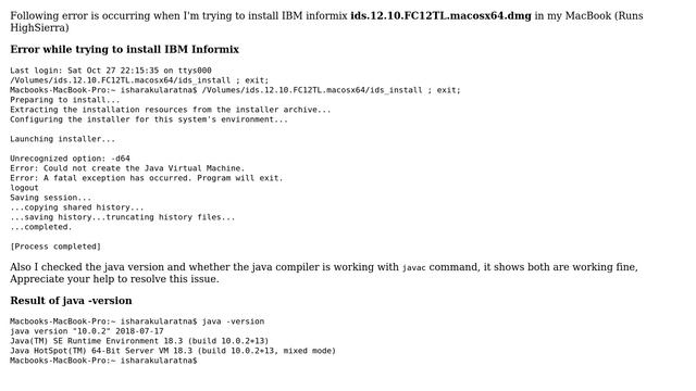 Unrecognized option: -d64 occurs with IBM Informix installation смотреть онлайн