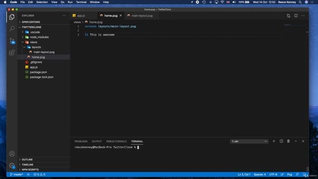 3.6 Extending another pug template file смотреть онлайн