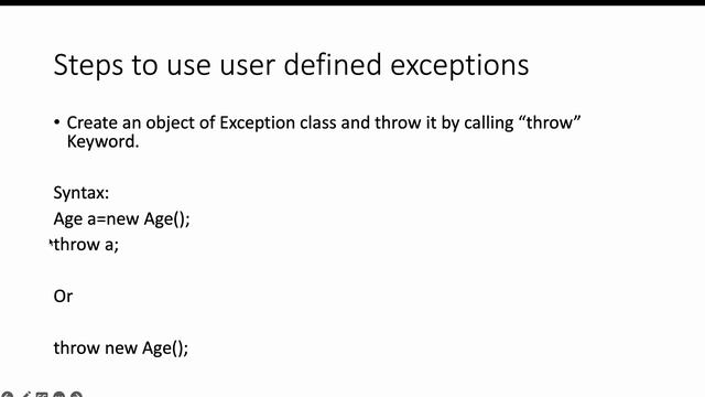 User Defined Exceptions in java & role of throw keyword смотреть онлайн