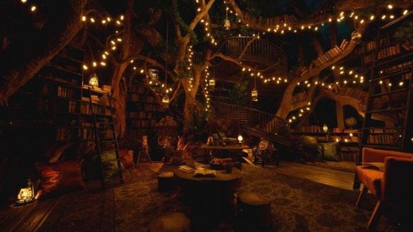 Dreamy TreeHouse in the Night Forest🌲🏡🌙 Immersive Experience [4K]