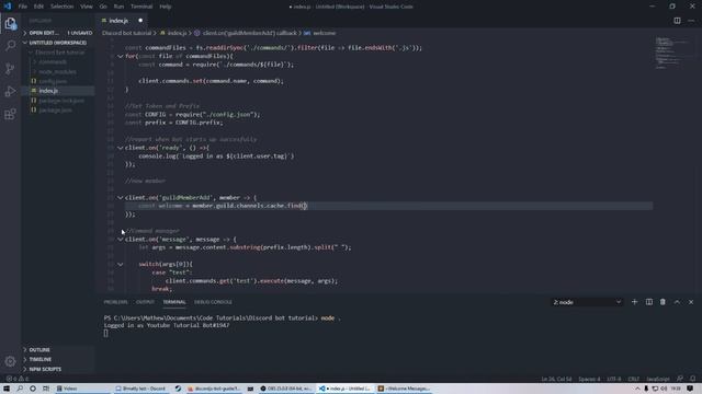 Welcome messages | Making a DiscordJS Discord bot in 2020 смотреть онлайн