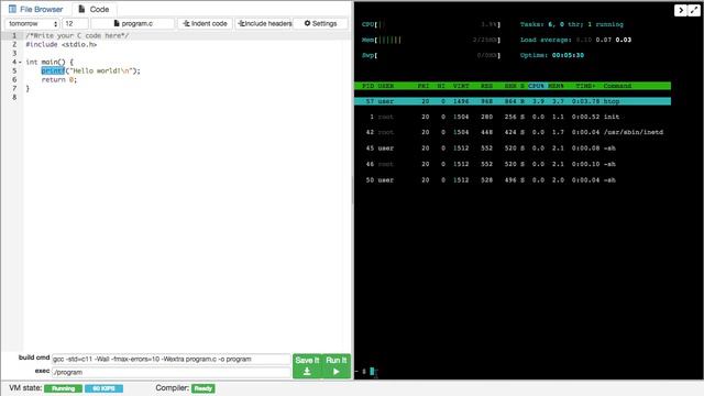 Interactive commands: top, htop, nano, vim, how to get back to the prompt смотреть онлайн