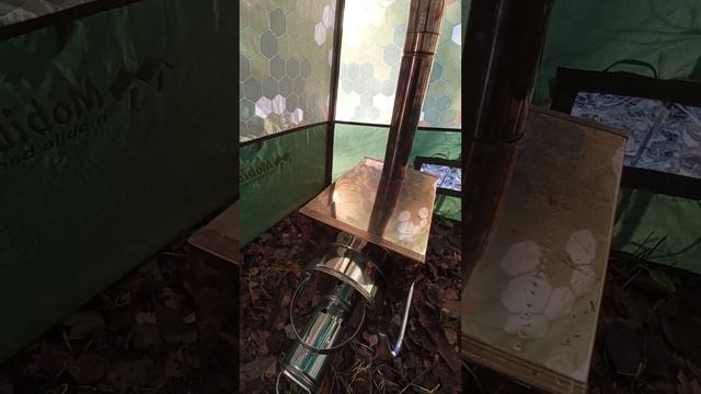 Тестируем новую дровяную печь для обогрева палатки. смотреть онлайн