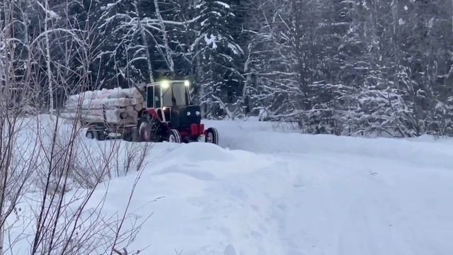 ЮМЗ выезд из леса с полуприцепом дров смотреть онлайн