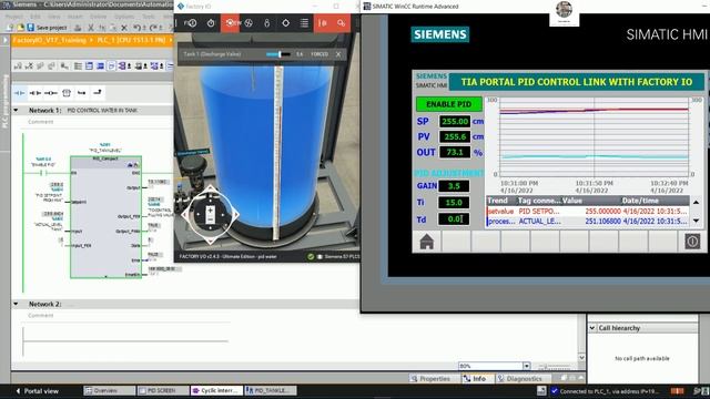 PLCSIM S7-1500 connect with Factory IO highlight PID control Demo смотреть онлайн