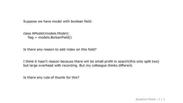 Django : Is it a good practice to add indexing on a boolean field in a Django model смотреть онлайн