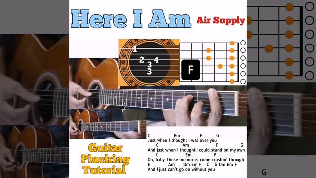 Here I Am - Air Supply guitar chords w/ lyrics & plucking tutorial смотреть онлайн