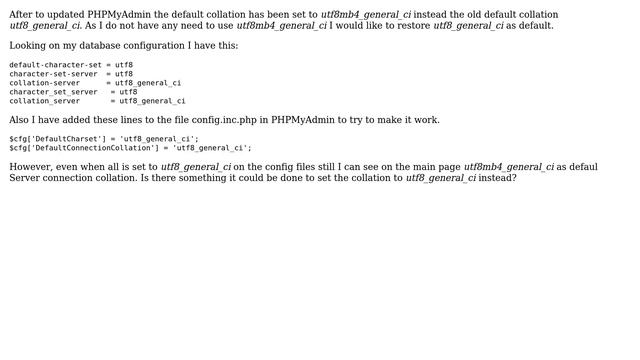 DevOps & SysAdmins: PHPMyAdmin forces to use ut8mb4 as default collation смотреть онлайн
