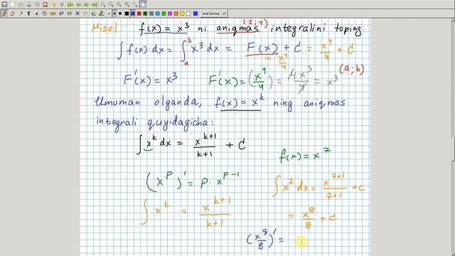 Integral. Boshlang'ich Funksiya Va Aniqmas Integral Tushunchalari (2-qism). Algebra 11-sinf. 20-dar