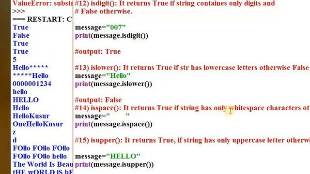 String Methods in Python 8 to 27 by Chidanand S Kusur смотреть онлайн