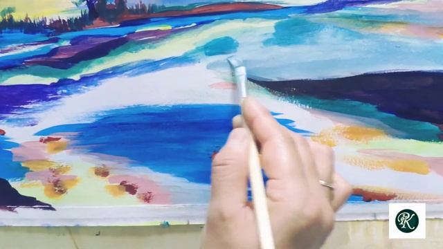 Рисуем пейзаж. Закат у реки. Видео урок для начинающих смотреть онлайн