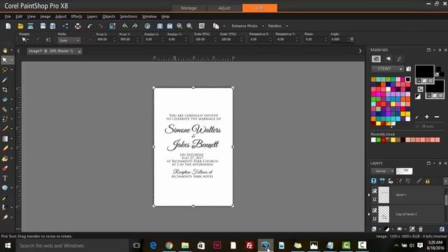 How to design a Wedding Invitation in Corel PaintShop Pro X8 смотреть онлайн