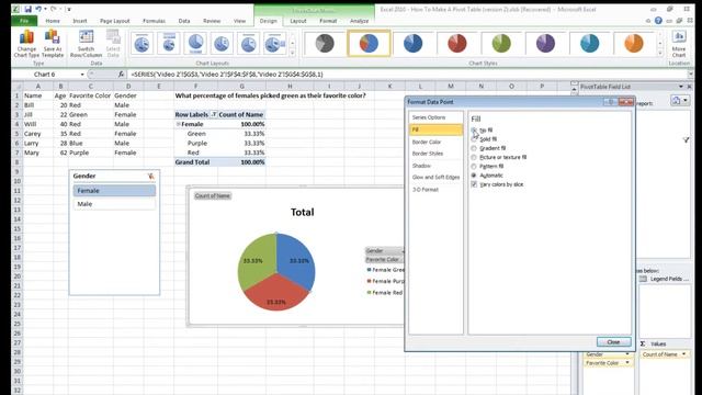 Excel 2010 | Pivot Tables, Slicers, & Pie Graphs. смотреть онлайн