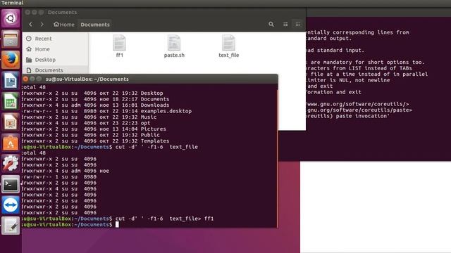 Linux команда paste - вывод на экран двух файлов рядом. смотреть онлайн