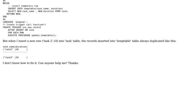 Databases: Duplicate Inserted Row into the new table when running trigger смотреть онлайн
