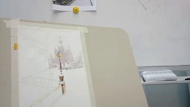 Питерские фонари. Снежный пейзаж Акварелью смотреть онлайн