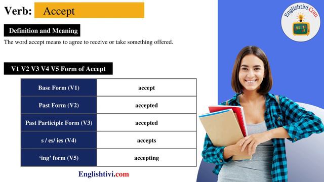 Accept V1 V2 V3 V4 V5 Base Form, Past Simple, Past Participle Form of Accept | Englishtivi.com смотреть онлайн