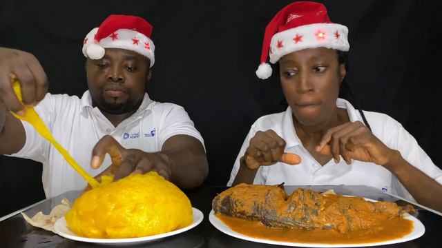 ASMR STARCH FUFU AND SPICY TILAPIA FISH PEPPER SOUP AFRICAN FOOD MUKBANGNIGERIAN FOOD MUKBANG