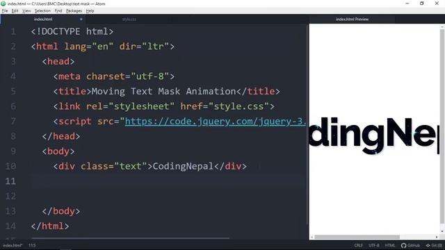 Text Mask Moving Animation using HTML CSS & Javascript | CodingNepal смотреть онлайн