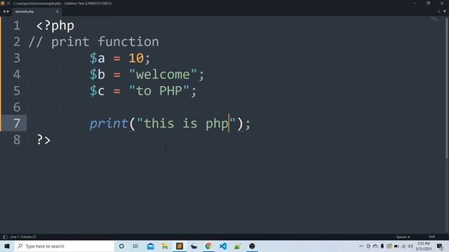 Print function in php in Hindi |06| PHP tutorial for beginners смотреть онлайн