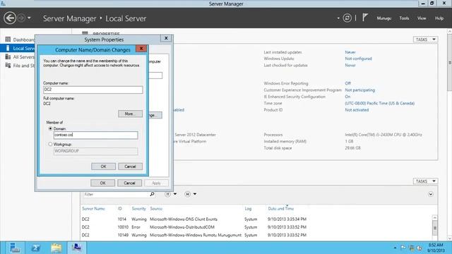 How to Join Server or Client to the Domain Controller - Server 2012 смотреть онлайн