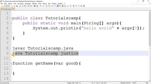 Command line arguments in Java смотреть онлайн