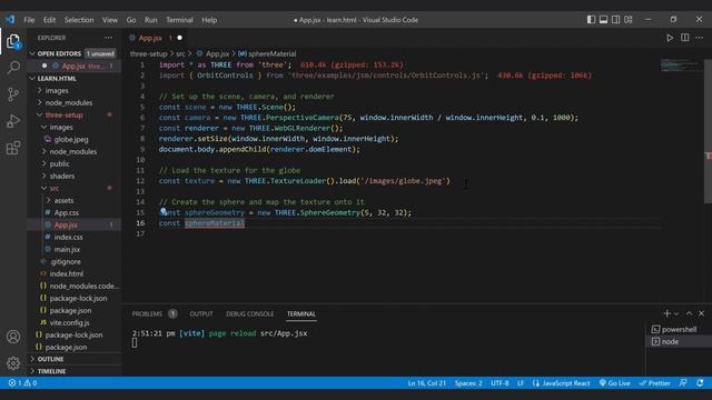 Create a Globe with mouse movement in Three.Js & Vite + React app смотреть онлайн