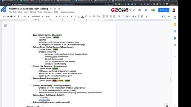 Kubernetes Release Team Meeting For 20220601