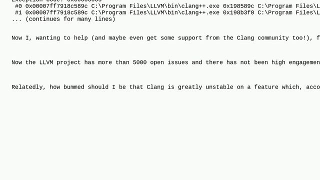 Softwareengineering: Clang compiler is unstable for me, backtrace msg asks me to open a GitHub is.. смотреть онлайн