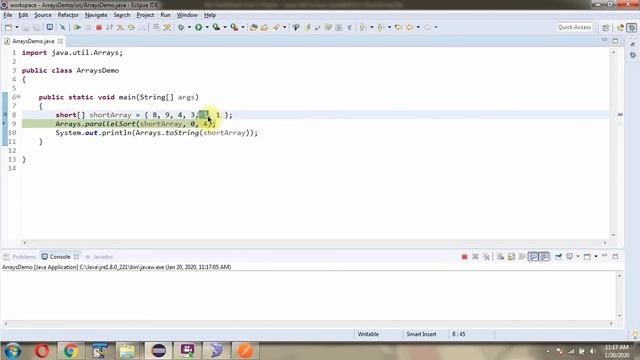 How to use parallelSort(short[] a, int fromIndex, int toIndex) method of Java.util.Arrays Class? смотреть онлайн