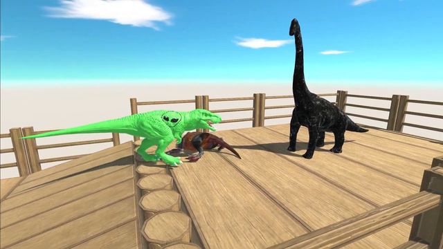 ALIEN T-REX VS FLASH COLOSSAL SQUID DEATH RUN CORAL BEACH - Animal Revolt Battle Simulator смотреть онлайн