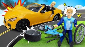 У машины отлетело колесо во время поездки! Развивающие мультики про машинки-помощники Брудер