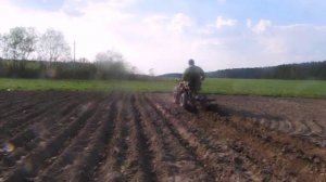 Мотоблок Беларус - 08МТ. Посадка картошки с адаптером,  2014 г.