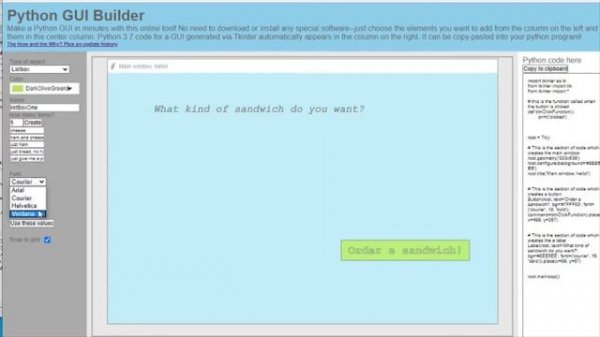 Making a Tkinter GUI with python-gui-builder.com