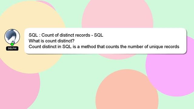 SQL : Count of distinct records - SQL смотреть онлайн