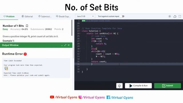 Count Set Bits in an Integer | Algorithm/Code | C++ | Java | Competitive Coding смотреть онлайн