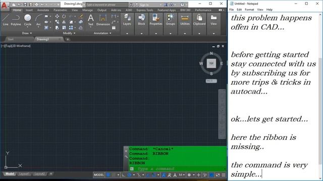 AutoCAD Tutorial - How to Make the Ribbon Reappear in AUTOCAD 2017 | PG Tutorials смотреть онлайн