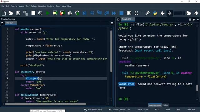 Python 22: Make sure user enters a float value instead of text entry (using try-except) смотреть онлайн