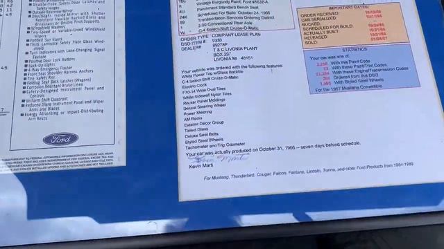 FORD MUSTANG Cabriolet 1967 смотреть онлайн