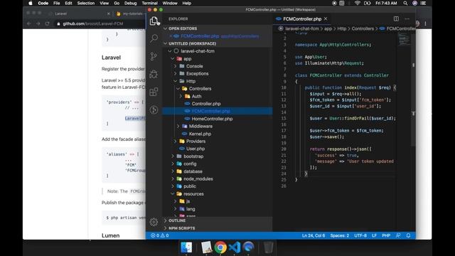 Laravel Realtime Chat App Tutorial x Firebase Cloud Messaging [FCM] - Installing Laravel-FCM Librar смотреть онлайн