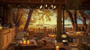 Autumn Rooftop Cozy Coffee Shop 4K ☕ Smooth Piano Jazz Music for Relaxing, Studying and Working