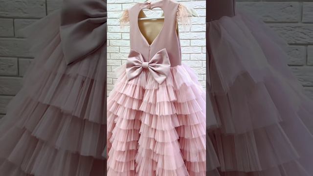 Детское платье Безе облако рюши розовое платье с бантом