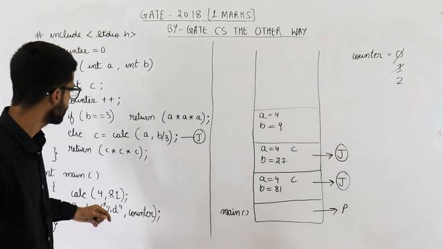 Gate 2018 pyq C Programming | Consider the following C program: int counter= 0;int calc(int a,int b смотреть онлайн