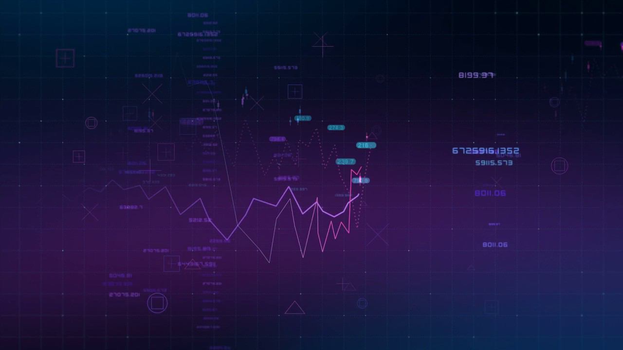 Анимированный абстрактный геометрический финансовый темный фон: Аналитика данных