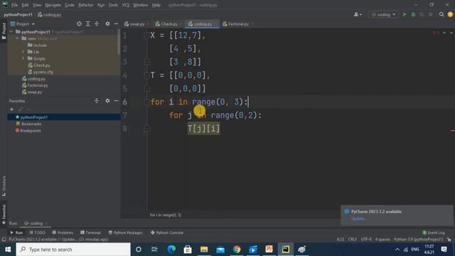 28. Program to transpose a matrix in Python. смотреть онлайн